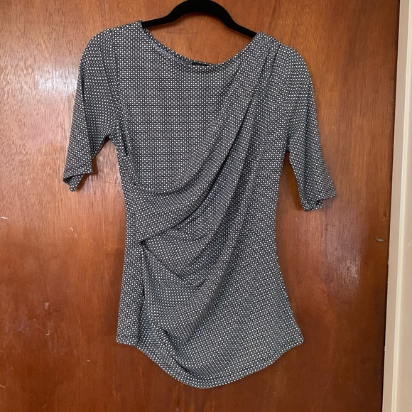 Ann Taylor Black and White Ruched Blouse - Picture 1 of 3